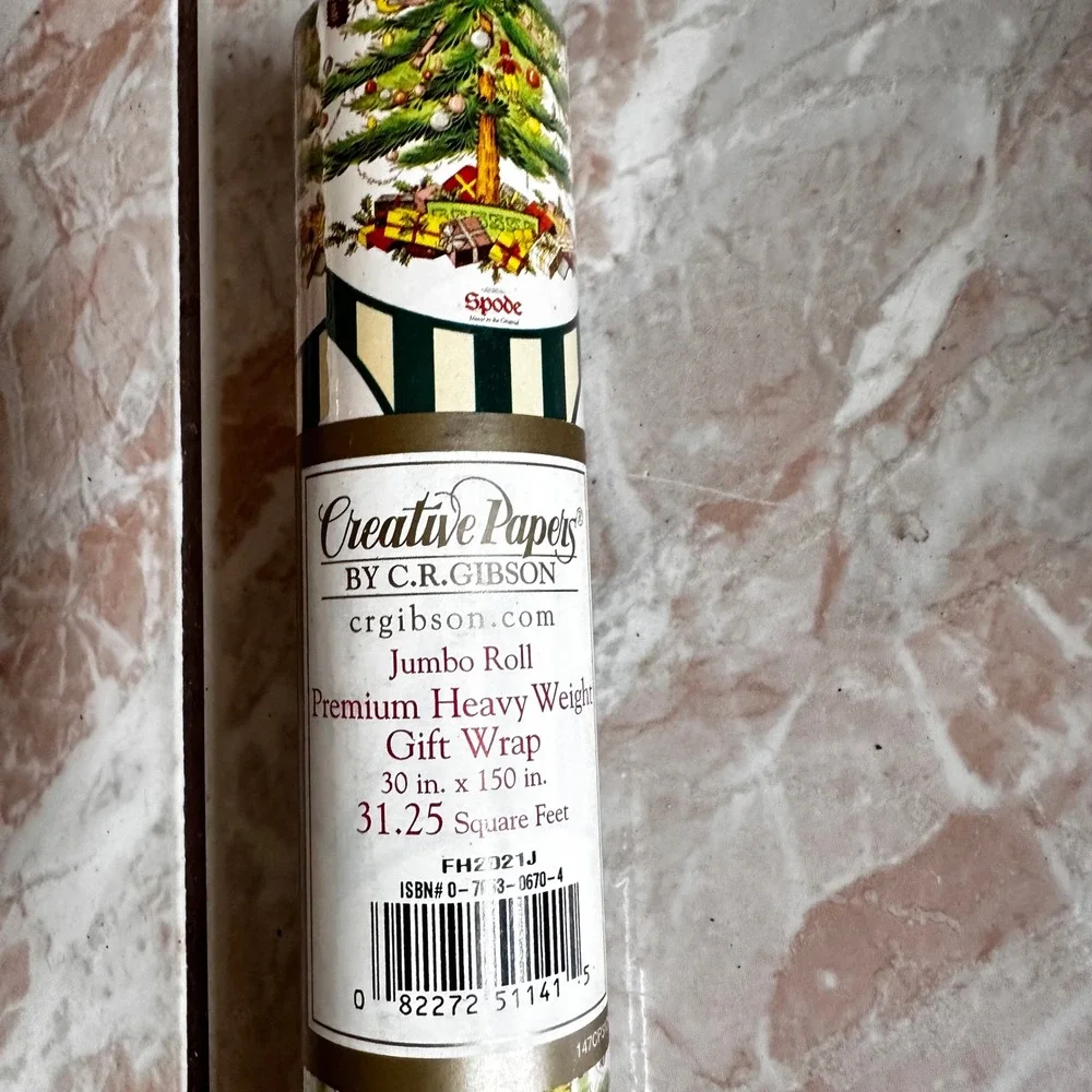 C.R. Gibson Spode Christmas Tree Jumbo Gift Wrap Roll 30x150 Premium Heavyweight